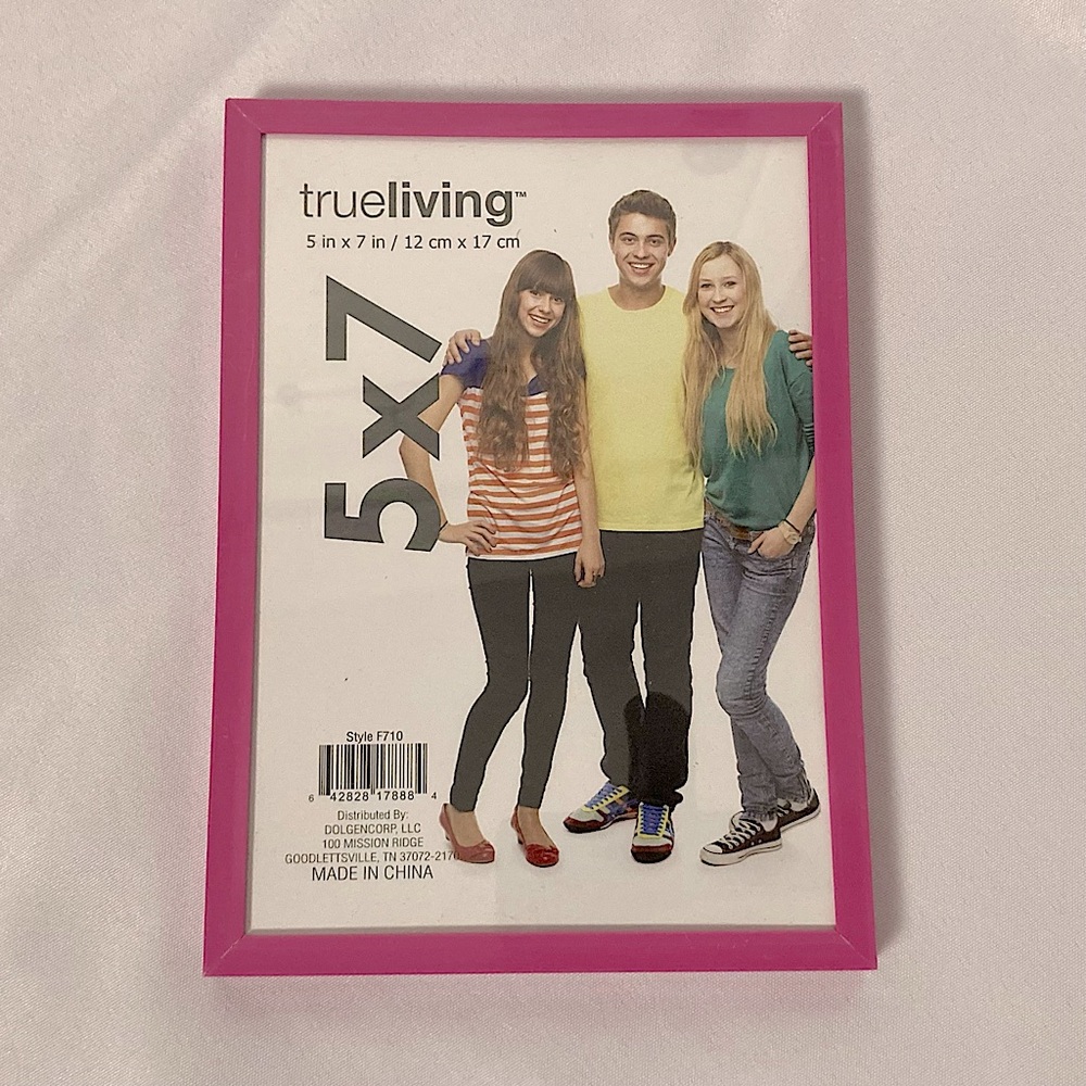 💫 True Living 5” x 7”  Hot Pink Picture Frame Easel Back